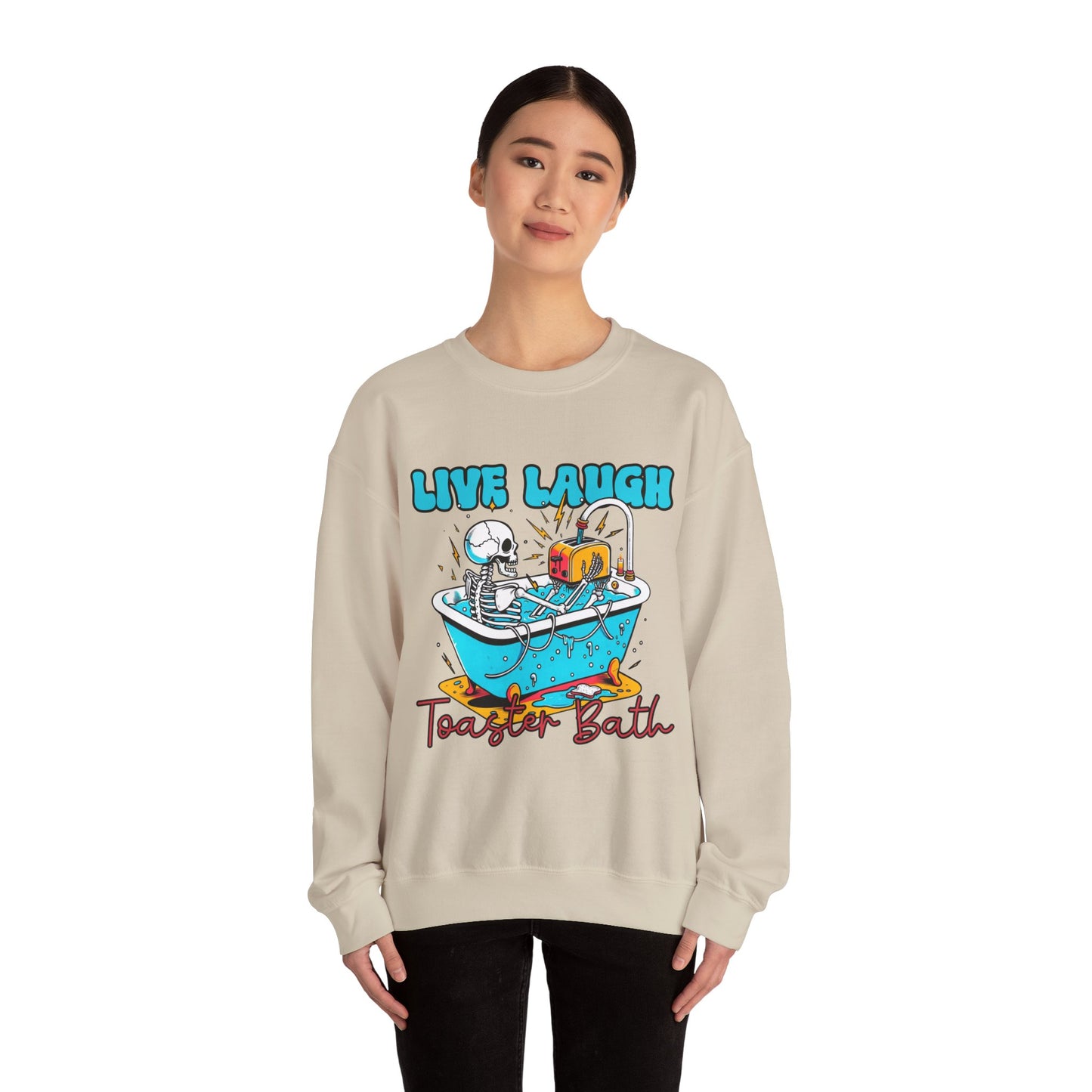 Crewneck Sweatshirt | Live Laugh Toaster Bath