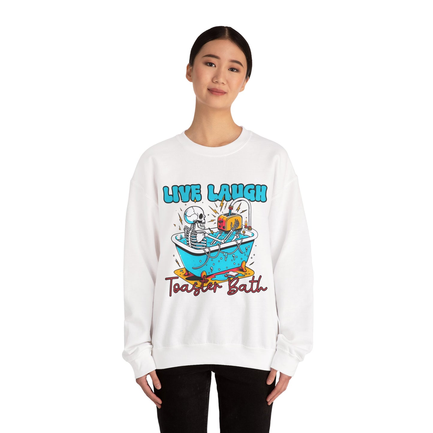 Crewneck Sweatshirt | Live Laugh Toaster Bath